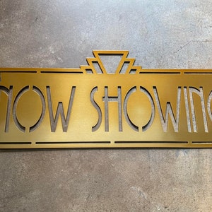 Retro NOW SHOWING Theater Metal Sign - Home Theater Decor - Movies at Home - Father&#39;s Day Gift - Wall Decor - Cinema Sign