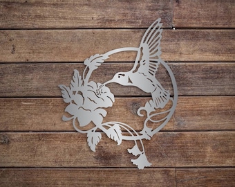 Hummingbird Metal Outdoor Sign Front Porch Patio Garden Flowers Housewarming Gift Bird Lover - Wall Decor- Christmas Gift