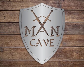 Man Cave Decor – Medieval Shield Metal Sign, Dad Gift