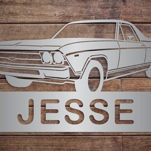 Personalized 1969 Chevrolet El Camino Classic Metal Sign, Man Cave Garage, Wall Hanging Car Lover, Car Show Gift for Him, Father&#39;s Day Gift