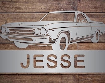 Personalized 1969 Chevy El Camino Metal Sign: Garage Wall Art