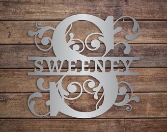 Personalized Family Name Metal Sign: Powder Coated Monogram Wall Decor