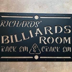 Personalized Billiard Room Rack Em & Crack Em - Billiards Room - Game Room Metal Name Sign, Wall Hanging, Man Cave, Christmas Gift