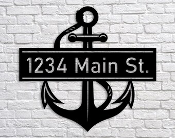 Anchor Address Sign: Metal Wall Hanging, Sea Life Decor