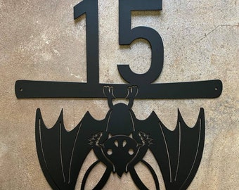 Bat Halloween Fall Autumn Custom Metal Address Sign, Metal House Numbers, Metal Address Plaque, Address Number Sign, Bat UNIQUE