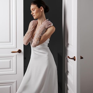 Slip dress open back, Bridal nightgowns full length, Silk slip dress white, Simple wedding dress minimalist, Modest wedding dress,Maxi dress