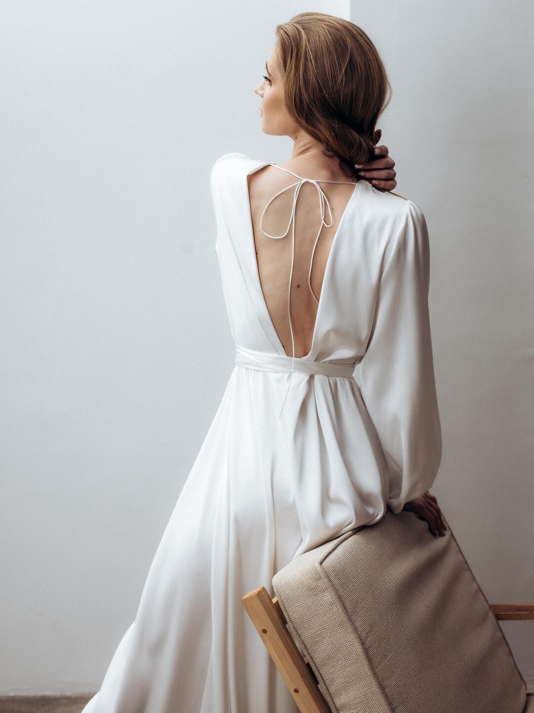 Handmade Open-back Silk Bridal Robe: Wedding Getting Ready Outfit - Etsy