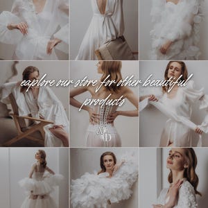 May include: A collage of six images featuring women wearing white dresses and gowns. The images are arranged in a grid format. The text 'explore our store for other beautiful products' is superimposed over the images. The text '&D' is in the center of the collage.