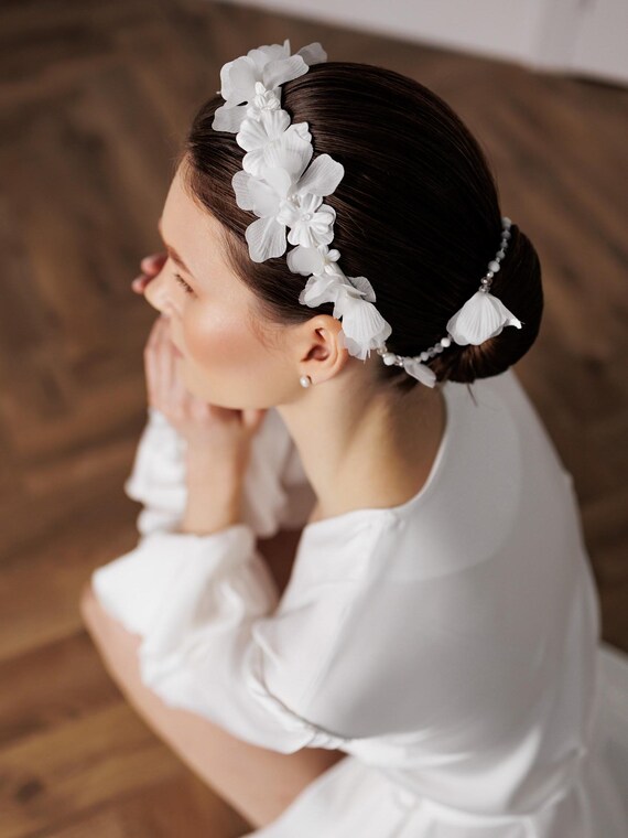 Floral Bridal Headpiece for Forehead, Bridal Headband Boho  display picture 1