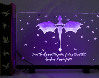 Officially Licensed Fourth Wing LED Sign, Large LED Dragon Sign, Fourth Wing Bookshelf Decor