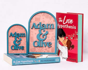 Officially Licensed The Love Hypothesis Adam and Olive Bookshelf Sign, Ali Hazelwood Merch Decor, Romance Bookshelf Signs