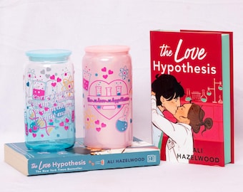 Officially Licensed The Love Hypothesis Glass Cups, Ali Hazelwood STEM Romance Cup, Olive Dr. Adam Carlsen Iced Coffee Cup