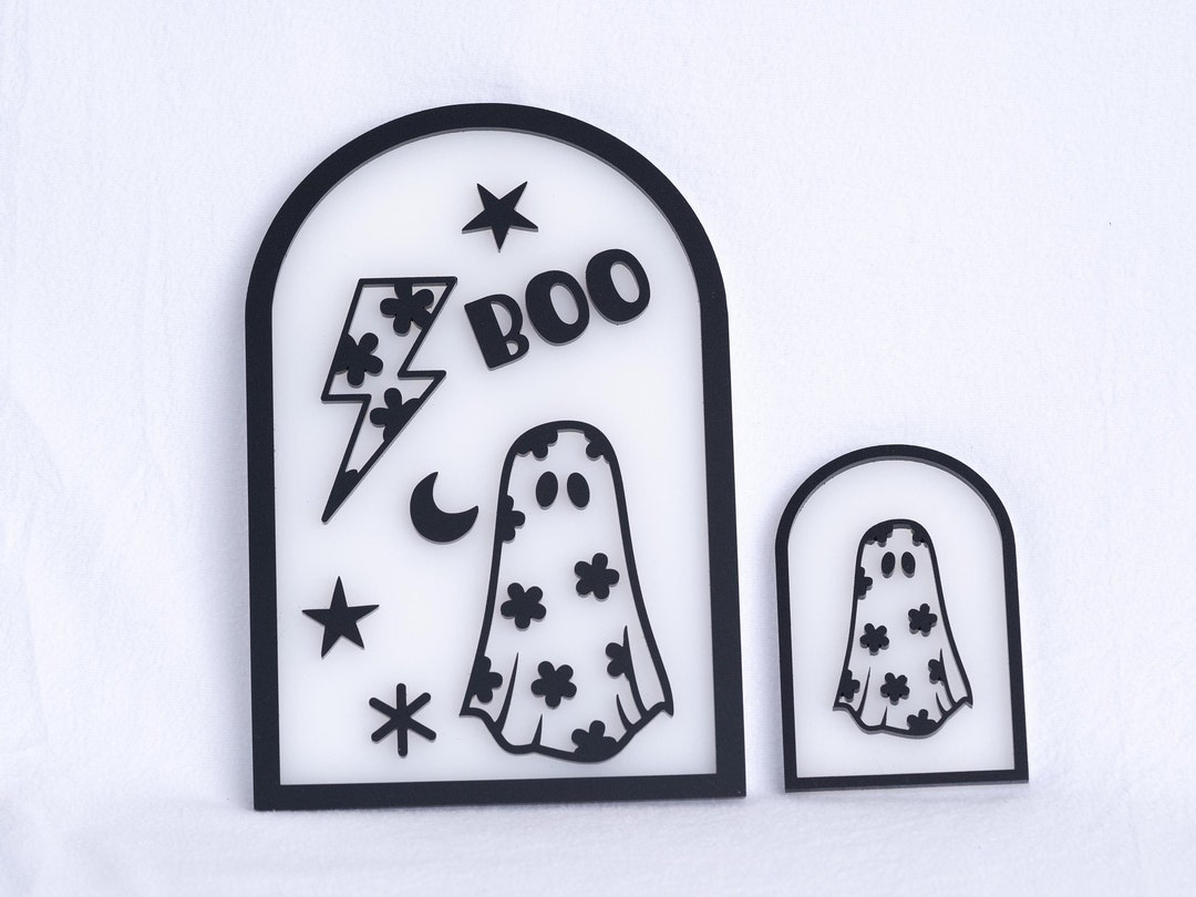Retro Ghost Acrylic Halloween Arch Signs, Retro Daisy Ghost Halloween ...