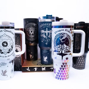 Officially Licensed Fourth Wing Iron Flame Basgiath War College Tumblers, 40 oz Dragon Tumblers with Straw, Fourth Wing Cup
