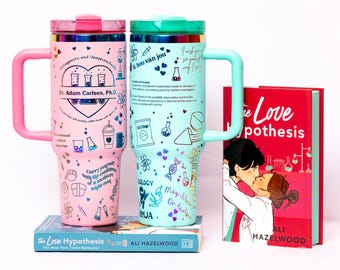 Officially Licensed The Love Hypothesis Tumblers, 40 oz Ali Hazelwood Tumbler with Straw, Bookish Romance Olive Adam Carlsen 40oz 40 ounce