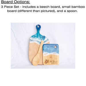 MADE TO ORDER Custom Engraved Cheese Ocean Board, Personalized Charcuterie Resin Beach Board, Housewarming Gift, Personalized Wedding Gift 3 Piece Set