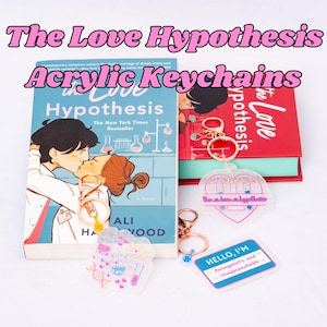 Officially Licensed The Love Hypothesis Acrylic Keychains, Ali Hazelwood Book Keychains, Adam & Olive Bookish Car Key Holders