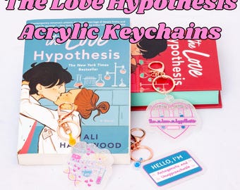 Officially Licensed The Love Hypothesis Acrylic Keychains, Ali Hazelwood Book Keychains, Adam & Olive Bookish Car Key Holders