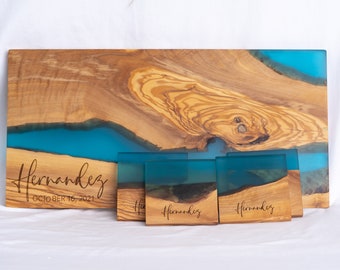 Olive Wood Board With Resin, Custom Rustic Charcuterie Board, Personalized Cheese Charcuterie Board, Engraved Cheese Board, Gifts for Her