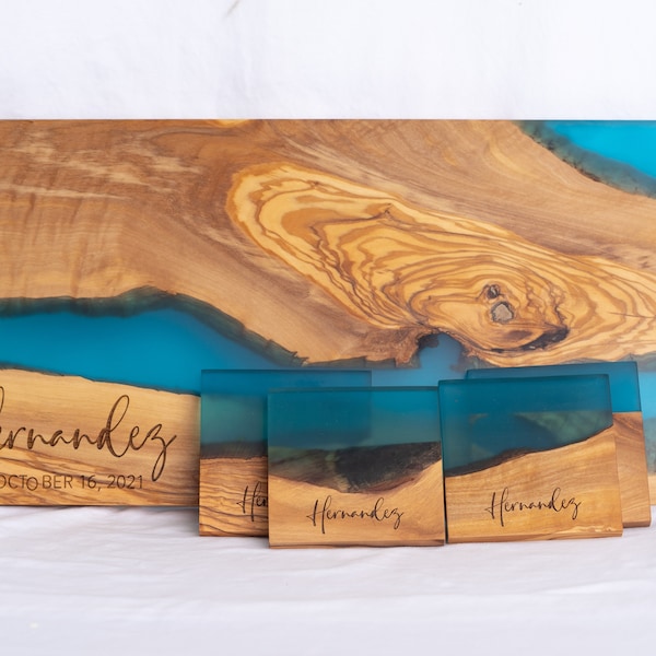 Olive Wood Board With Resin, Custom Rustic Charcuterie Board, Personalized Cheese Charcuterie Board, Engraved Cheese Board, Gifts for Her