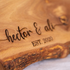 Custom Engraved Cheese Board Olive Wood, Personalized Charcuterie, Housewarming Gift, Personalized Wedding Gift, Anniversary, Gifts for Her