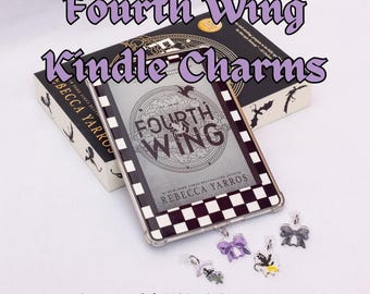 Officially Licensed Fourth Wing Kindle Charm, Iron Flame Phone Charm, Rebecca Yarros Empyrean Dragon Sorrengail Kindle e-Reader Accessories