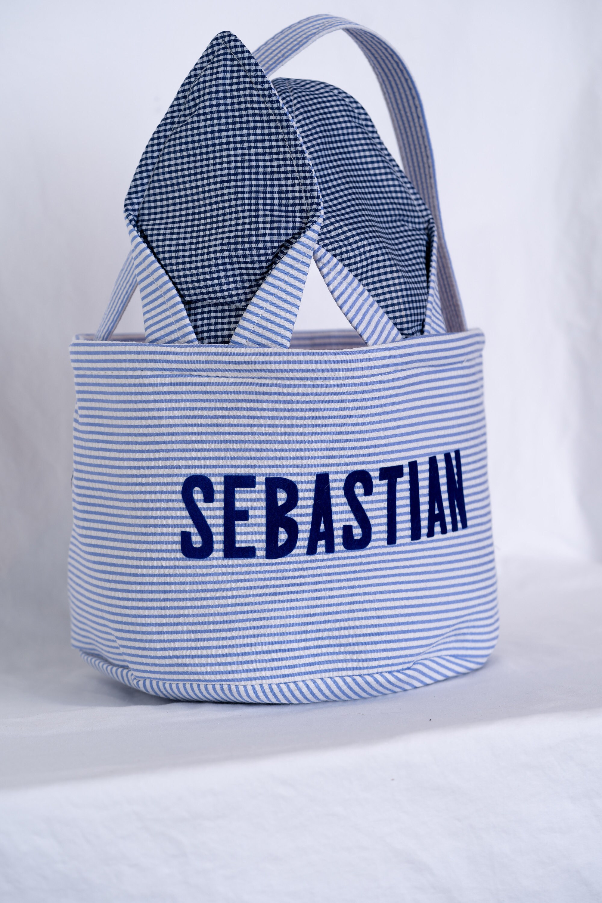 Personalized Seersucker Easter Basket Baby's First Easter Etsy