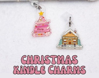 Kerst Kindle-bedel, telefoonbedel, USB-bedel, peperkoekbibliotheek Vrolijke boekenleggers leesgrage geschenken, Kindle-accessoires, Kindle-stofplugbedel