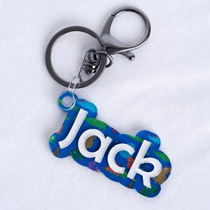 Personalized Dino Keychain, Custom Dinosaur Name Keychain, T Rex Keychain for Boys, Backpack Tag, Gifts for Him, Kids