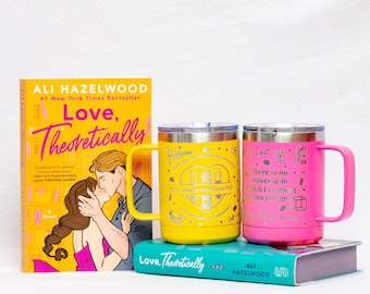 Taza de café con licencia oficial "Love, Theoretically", taza térmica de Ali Hazelwood de 433 ml, artículos del Dr. Jack Smith-Turner y Elsie, tazas de té románticas