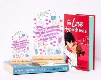 Officially Licensed The Love Hypothesis Carry Yourself with the Confidence of a Mediocre White Man Bookshelf Sign, Ali Hazelwood Merch Decor