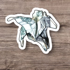 Pegasus Dollar Bill Origami Vinyl Aufkleber, wasserdicht made in USA