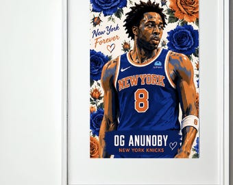OG Anunoby New York Knicks Wall Art, Basketball Printable Poster, Knicks Fan Gift, Sports Room Decor, Playoff Wall Art, Digital Download