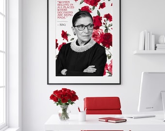 Ruth Bader Ginsburg Quote Printable Wall Art, Women Empowerment Print, Feminist Office Decor, RBG Wall Art, Digital Download, Gift for Her