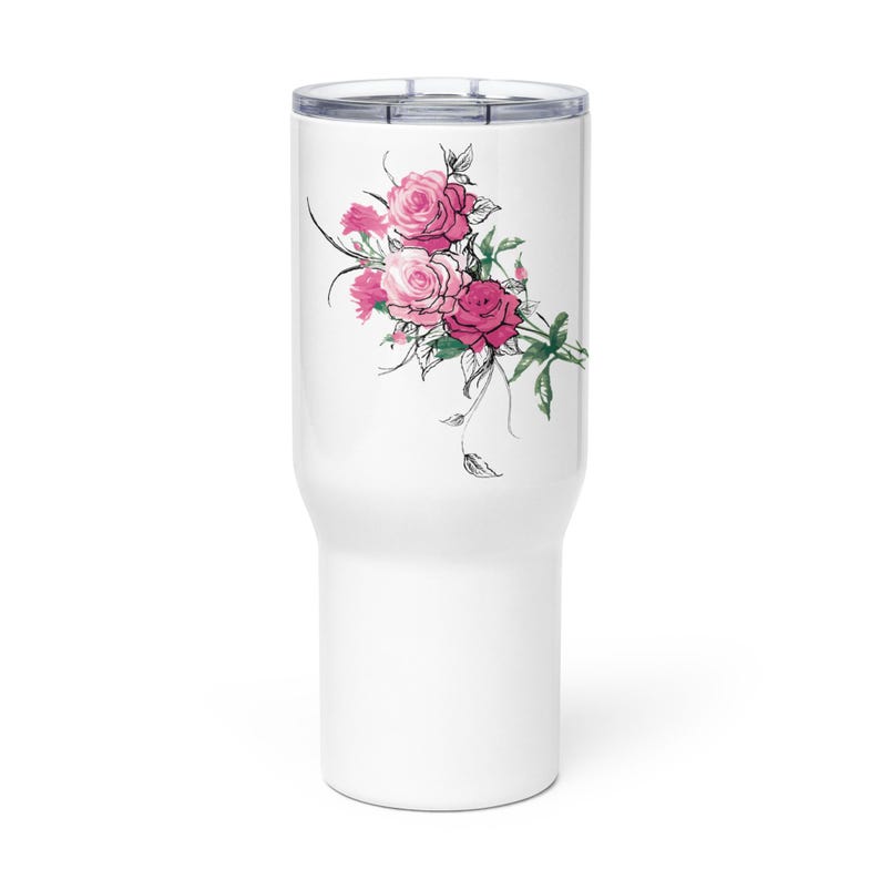 Pink Rose Travel Mug
