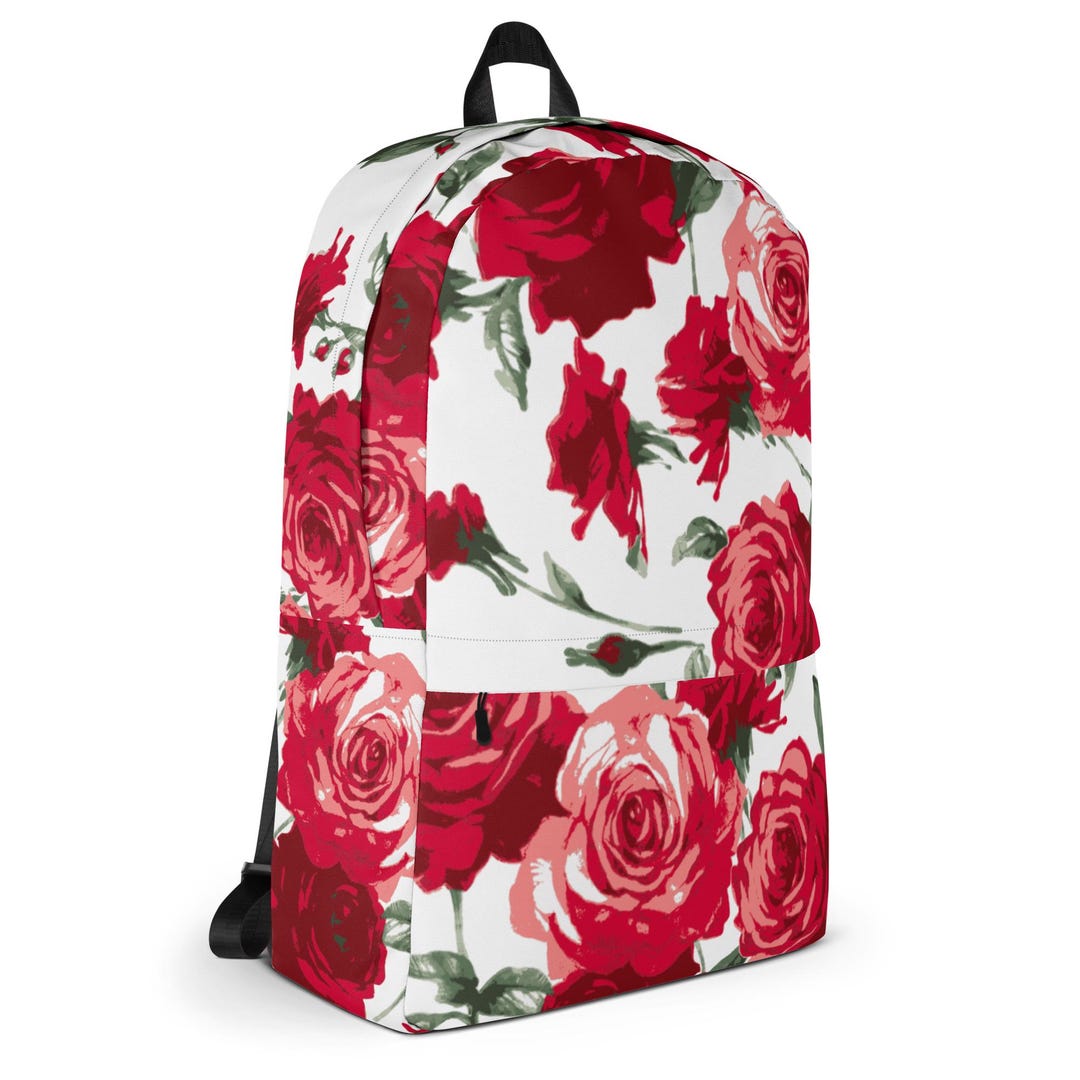 Red Roses Backpack Red Rose Floral Backpack, Aesthetic School Bag, Cute Travel Backpack ...