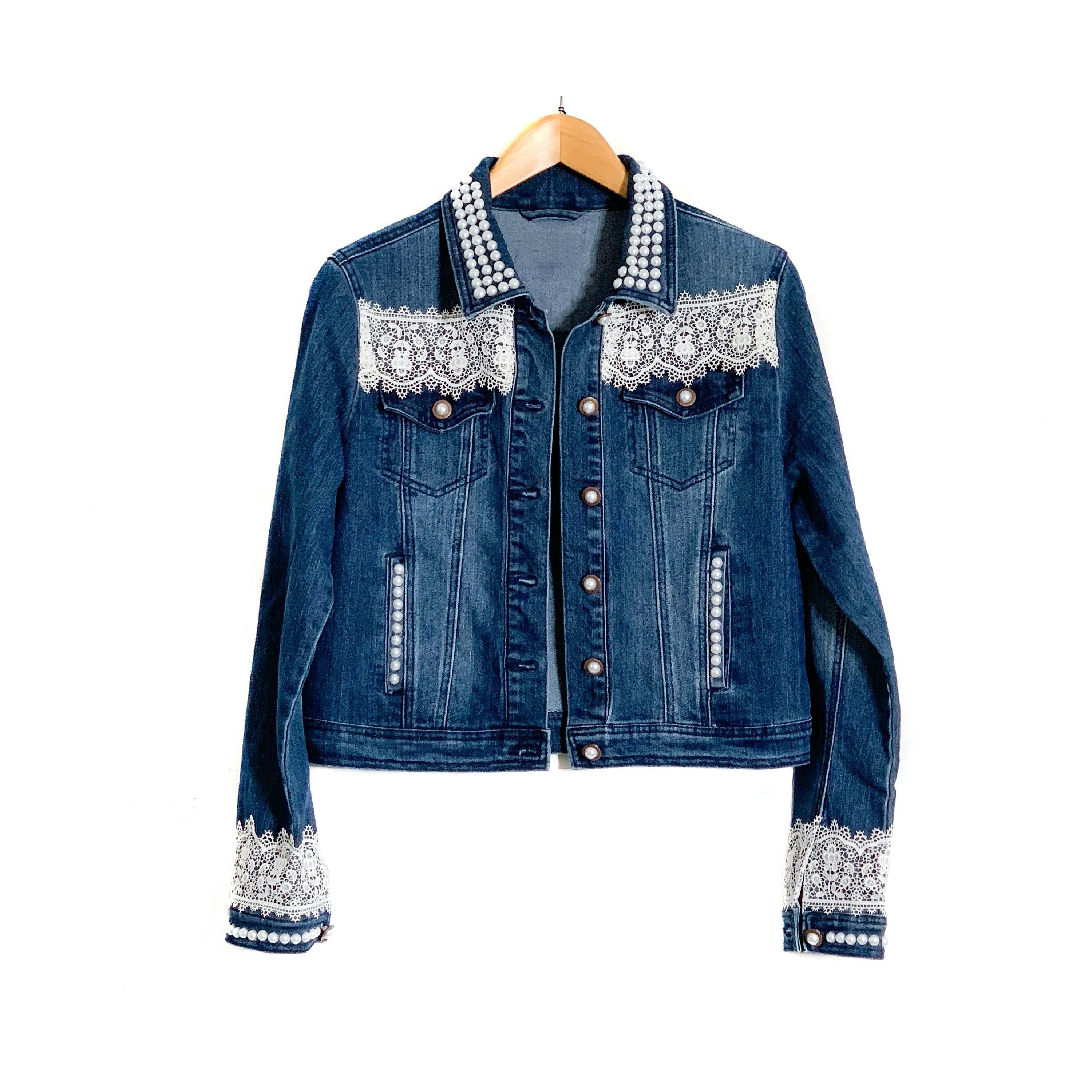 Veste en jean pour mariee en dentelle Etsy Canada