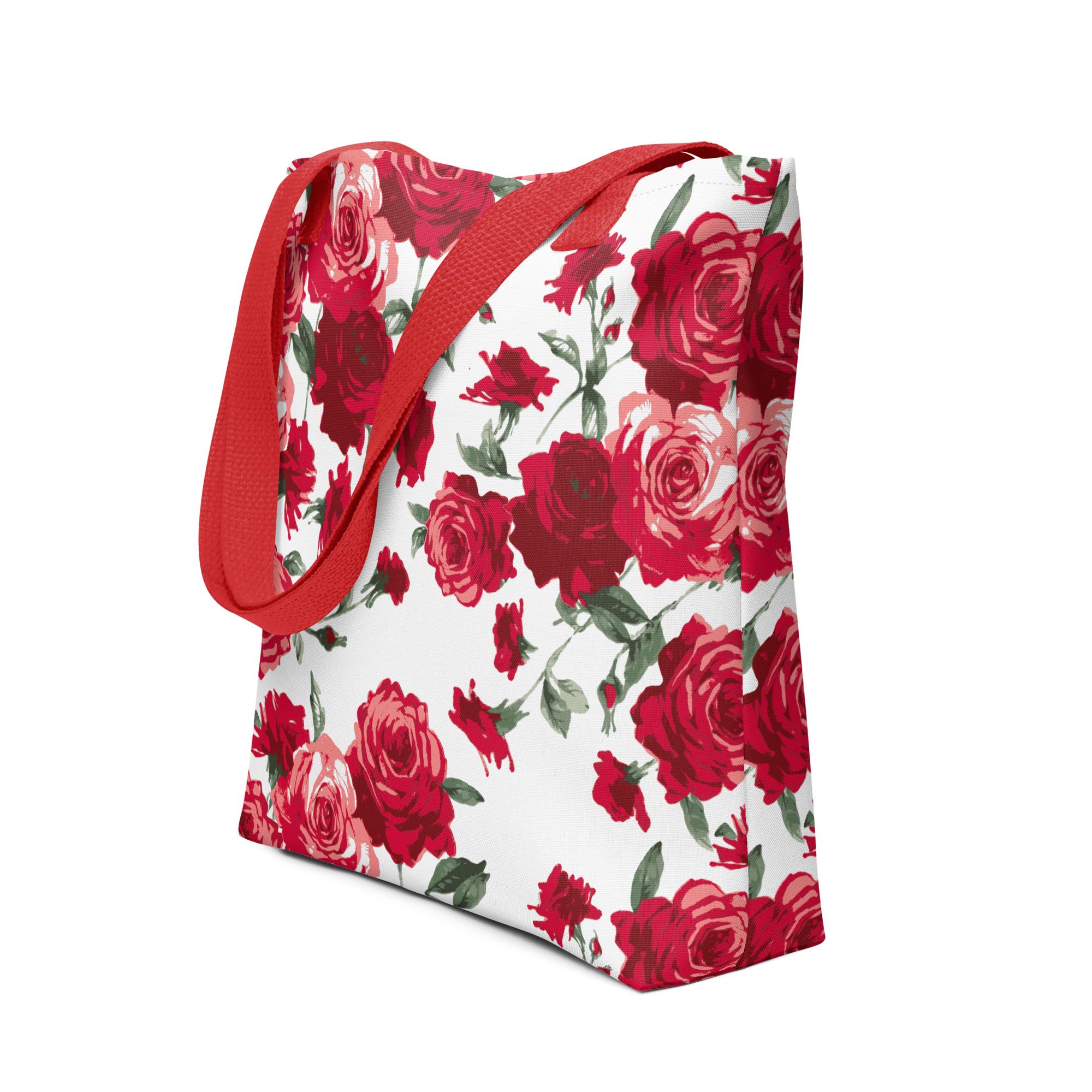 Red Rose Tote Bag (White)