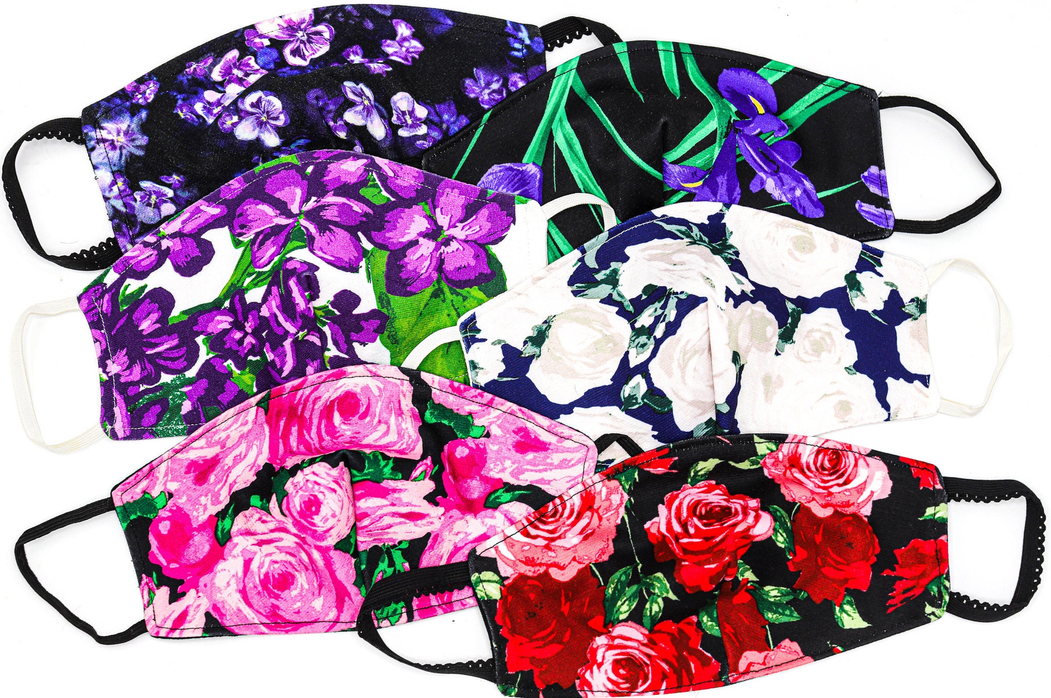 Violet Floral Face Mask Etsy