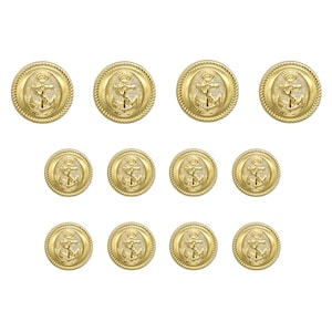 Anchor Sailor Design Metal Blazer Buttons, Die Cast Machine Made, Color Polished by Hand