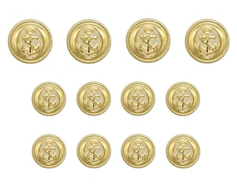 Anchor Sailor Design Metal Blazer Buttons, Die Cast Machine Made, Color Polished by Hand