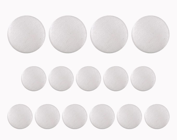 Featured listing image: Tuxedo Suit Buttons, Ivory Satin, Handmade using Button Mold Press Machine