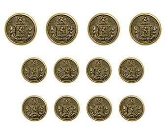 Lion Crest Design Metal Blazer Buttons, Die Cast Machine Made, Color Polished by Hand