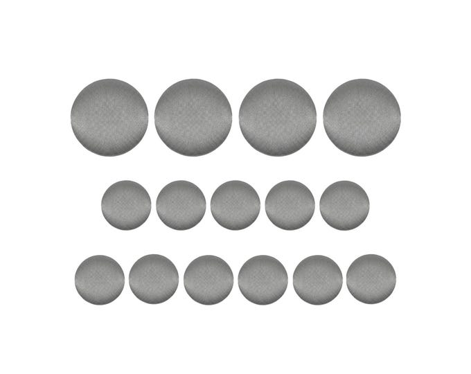 Featured listing image: Tuxedo Suit Buttons, Gray Satin, Handmade using Button Mold Press Machine