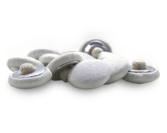 Silk Shantung Bridal Trim Buttons for Wedding Dress and Gown, Fabric Covered, Canvas Shank Back, Handmade using Button Mold Press Machine