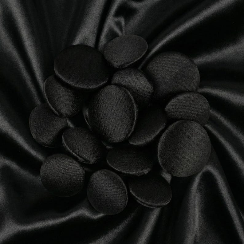 Boutons de costume de smoking de créateur, satin noir de qualité supérieure, faits à la main à l'aide d'une presse à mouler les boutons image 3