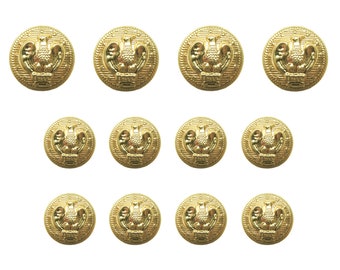 American Eagle Military Design Metal Blazer Buttons, Die Cast Machine Made, Color Polished by Hand
