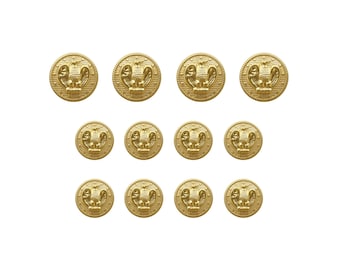 American Eagle Military Design Metal Blazer Buttons, Die Cast Machine Made, Color Polished by Hand