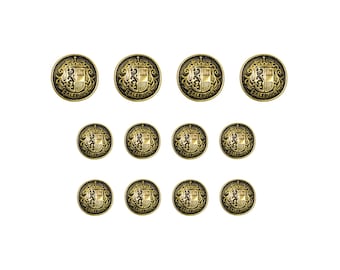 Salzburg Crest Design Metal Blazer Buttons, Die Cast Machine Made, Color Polished by Hand