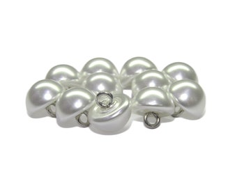 Dome Faux Pearl Bridal Buttons for Wedding Dress and Gown, Pearly Finish with Metal Loop Back, Machine Made